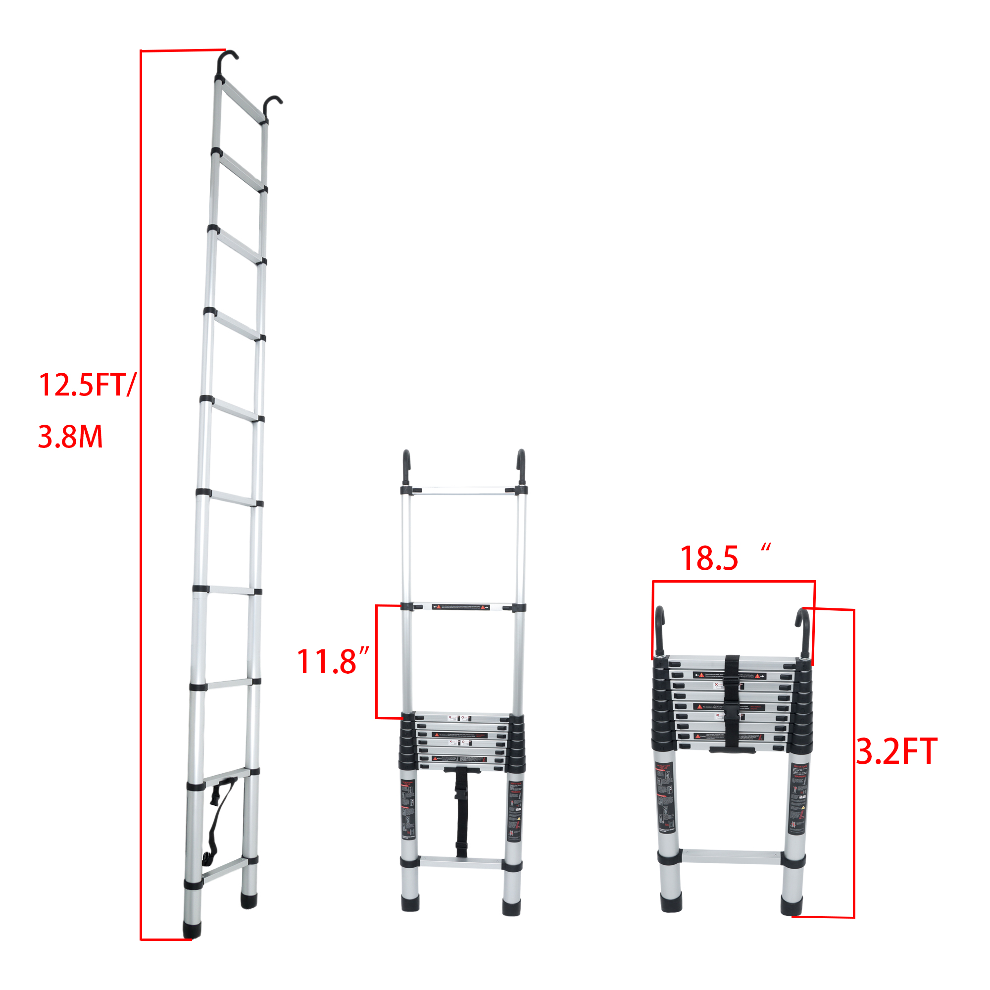 Silver 12.5 FT Telescopic Ladd - огляд і ціна Fire Escape Ladder